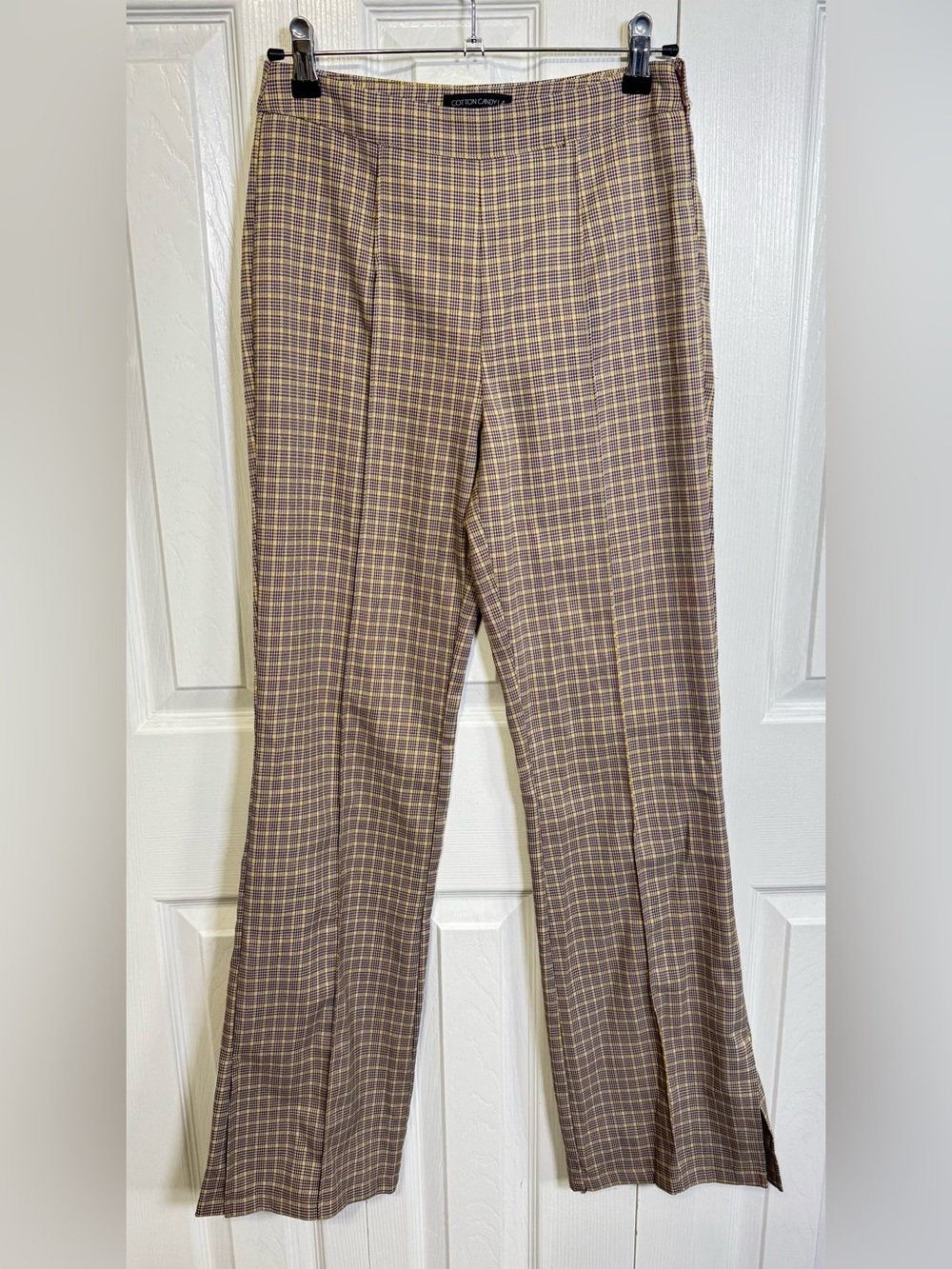 Cotton Candy LA Brown Plaid Flare Pants XS